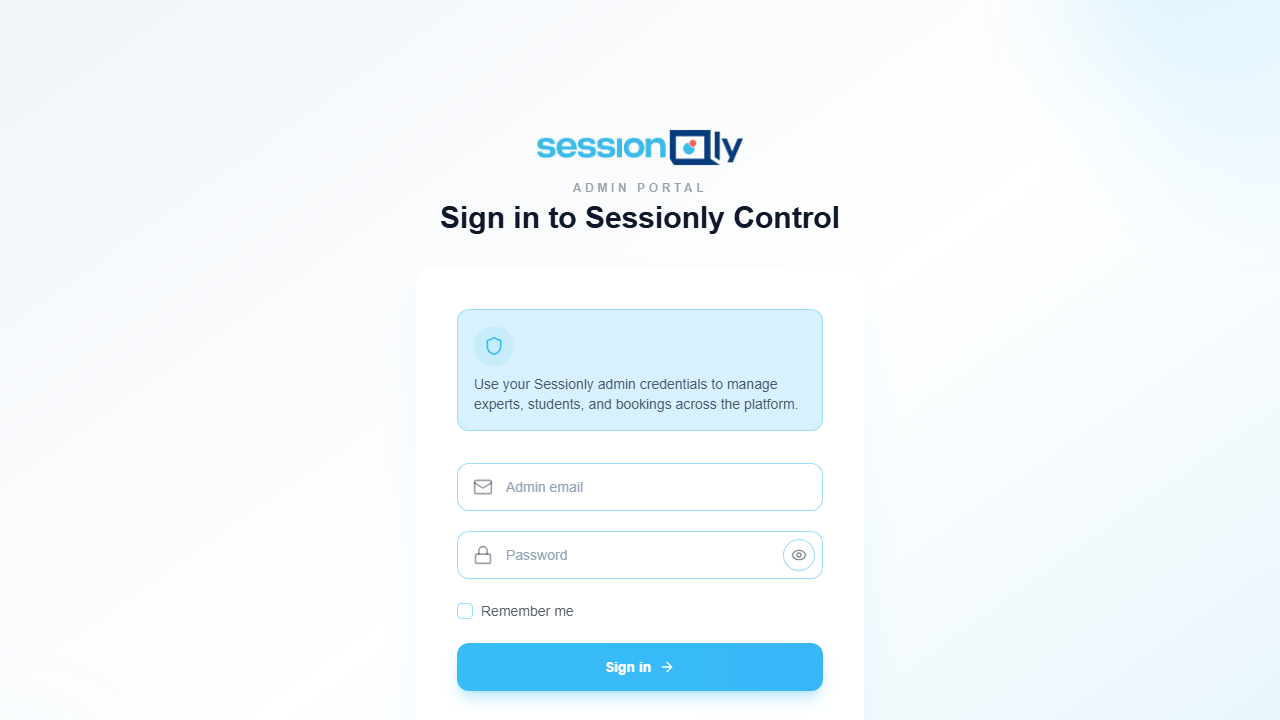 Sessionly Admin preview